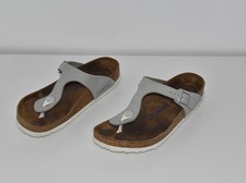 Birkenstock Gizeh Gr. 40 260 grau weiß Zehentrenner Echtleder