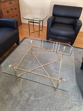 Couchtisch + Beistelltisch 'Chantonnay' Glasplatte auf Chrom Messing Gestell