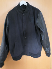 Hollister Jacke Collegejacke schwarz Fleece/ Kunstleder Gr. XL Top