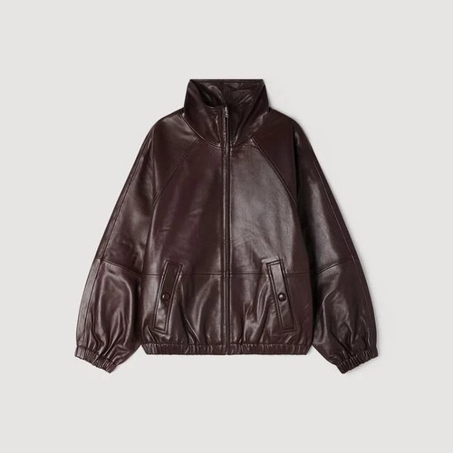Leather jacket sandro paris - leather,