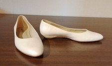 Brautschuhe, Ballerina, flach,  Kunstleder, Creme, Ivory, Größe 6 Größe 39