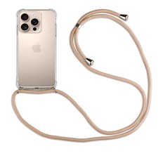 Handykette für Apple iPhone 16 Pro Handymit Band Hülle mit Kordel Beige/Braun