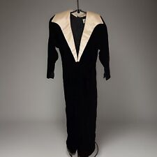 Oscar de la Renta elegantes 70s vintage Abendkleid Maxikleid tiefer V-Ausschnitt