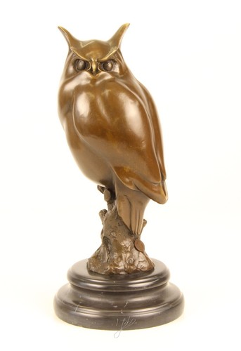 Bronzeskulptur eule auf rundem - eule,