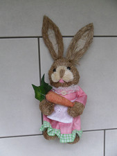 Osterhase Osterdeko "Hasenmädchen mit Karotte" niedlicher Strohhase TOP!