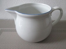 Milchtopf Keramik Milch Topf Kochtopf Milchkrug weiß blau feuerfest Henkelkrug