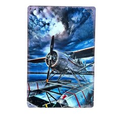Wasserflugzeug Blechschild 20x30 cm Retro Flugzeug Propeller Aeroplane Flugzeug