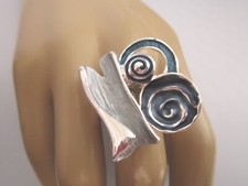 Cocktail Ring Fingerring Damenring Stretchring XL Silber Blau Grau Trend KR809