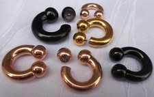 HUFEISEN  BIG GROSS STARK XXL INTIM LIPPEN OHR PIERCING SCHWARZ GOLD ROSE 2-10MM