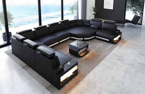 Leder sofa wohnlandschaft - sofa,