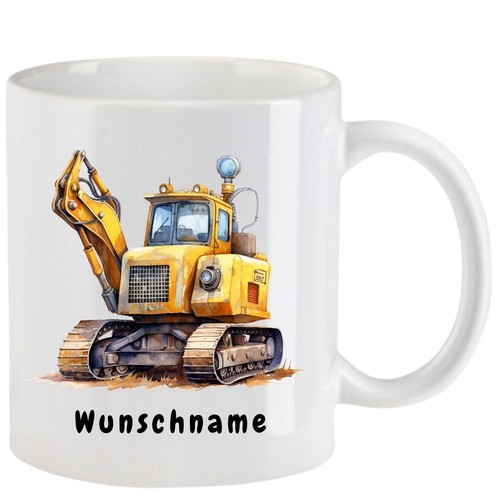 Tasse mit bagger aquarell - tasse,