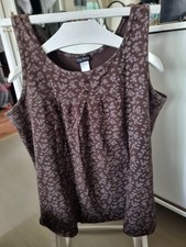 Mia Linea Top Taupe-braun+Weiße Muster , Gr. 50, 95% Baumwolle+5%Elasthan