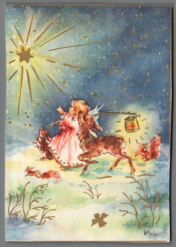 Weihnachtskarte mit engel - ak,