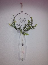 Fensterbild Osterhase Ostern Fenster Deko Metall Landhausstil Eukalyptus 28x60cm