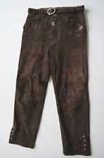 Lange Lederhose dickes Ziegenvelour neuwertig 90er Skandal Trachten braun Gr.46