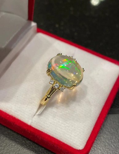 Natürlicher weißer opal ring - natürlicher,