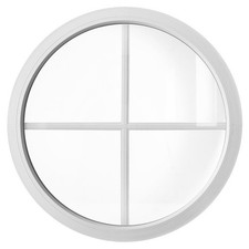 Rundfenster Fest Weiss Kunststoff mit Innenliegende Sprossen 3-fach Verglasung