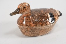 Q45A31- Alte Keramik Dose Ente Deckeldose handbemalt signiert Frankreich 
