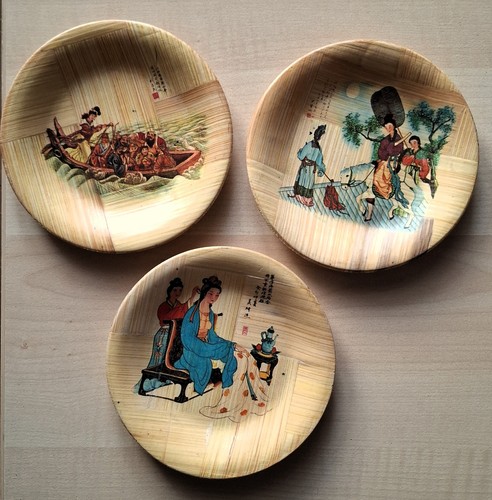 Kleine bambusteller - 3x,