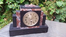 schwere Art Deco Marmor Buffetuhr Kaminuhr mechanisch Clock 33 x x25 cm Federwer