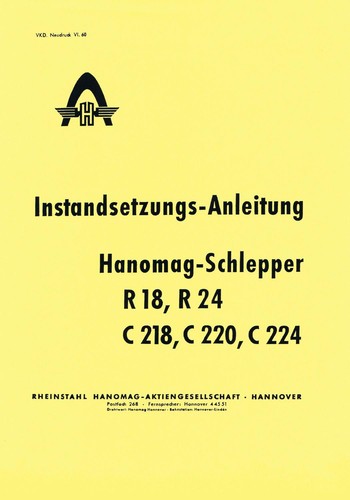 Werkstatthandbuch hanomag r18 - hanomag,