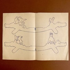 Laubsägearbeit Vorlage 1940er Erzgebirge DIN A4 Gezeichnet Hase Reh Marder Alt