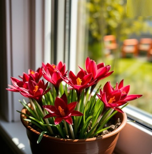 Schneekrokusse dunkel rot - schneekrokusse, dunkel-rot