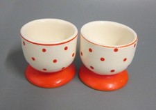 2 x alte Eierbecher  / Punkte orange
