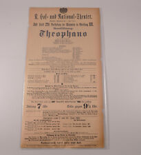 Plakat Hof-National Theater München 5 Juni 1918 Theophano