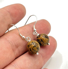 10 mm Elefantenhaut Jaspis Schlangen Josips 925 Silber  Ohrringe ( Ohr-29)