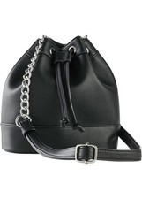 Beuteltasche in Lederoptik Schwarz Silber Damen Taschen Neu