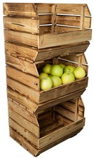 3er Set Küchenregal 40x33x30 cm in geflammt Gemüsekiste Holzkiste Obstkiste