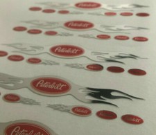 7teilig CHROM PETERBILT Flames RED TRUCK USA 1:14 STICKER RC AUFKLEBER USA