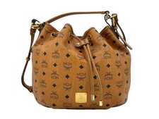 MCM 2Way Kordelzug Umhängetasche Cognac Tasche Bag Drawstring Shopper