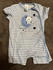 Baby Einteiler Kurzer Strampler Gr. 62 in Blau/Weiß von Baby Club C&A