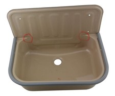 Stahl Ausgussbecken beige Waschtrog 51x33x37cm für Keller, Garten, Garage B-Ware