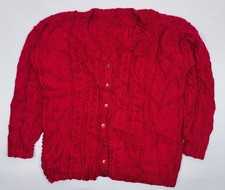 Aran Strickjacke L Rot Vintage