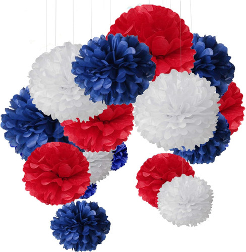 15er set pompoms deko bunt - set,