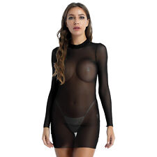 DE Damen Transparent Mesh Kleid Bodycon Dessous Clubwear Nachtwäsche Nachthemd