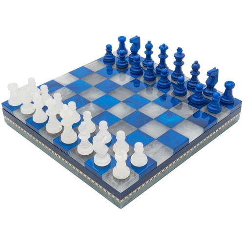 Blau weiß alabaster schach - weiß,