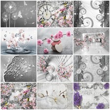 Tapete Pusteblume GRAU BLUMEN Vlies Fototapete Abstrakt Imitation 3D EFFEKT 82