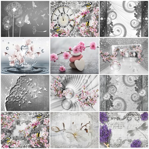 Tapete pusteblume grau blumen - grau,