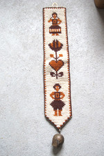 Hübscher Gobelin-Klingelzug mit Ziegenglocke, handgearbeitet.