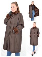 US4374 ECHT GESCHOREN WIESEL PELZFUTTER SEIDENMANTEL PELZMANTEL RANCH KOLINSKY WEASEL L