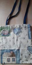 Tragetasche, Stofftasche MEHRFARBIG, SHABBY, HERZEN, BLUMEN , HAUS - Handarbeit