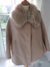 Zara Kurzmantel Jacke Mantel Beige Fellkragen Cape Gr. S
