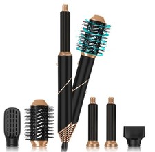 5in1 Heißluft Haarstyler Trockner Lockenwickler Bürste Set 1000W - Schwarz Gold UK Stecker