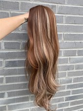 Perücke Braun natürlich Lang