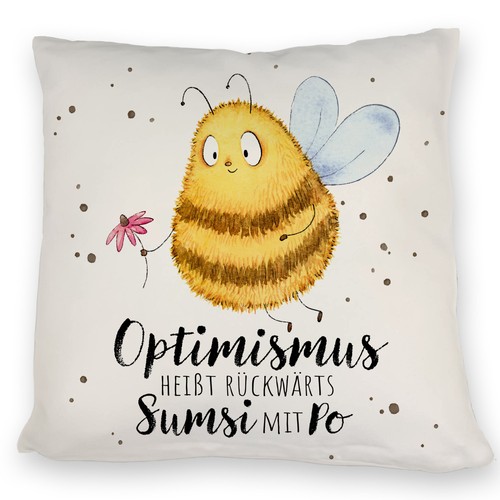 Pummel biene kissen mit spruch - kissen,
