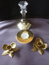 4 Kerzenleuchter Messing Glas Porzellan Gold Design Kerzenständer Leuchter Blume